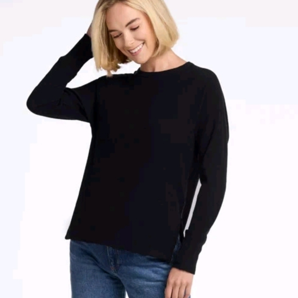 WoolX Ainsley Ribbed Merino Sweater XL Black - Picture 2 of 7